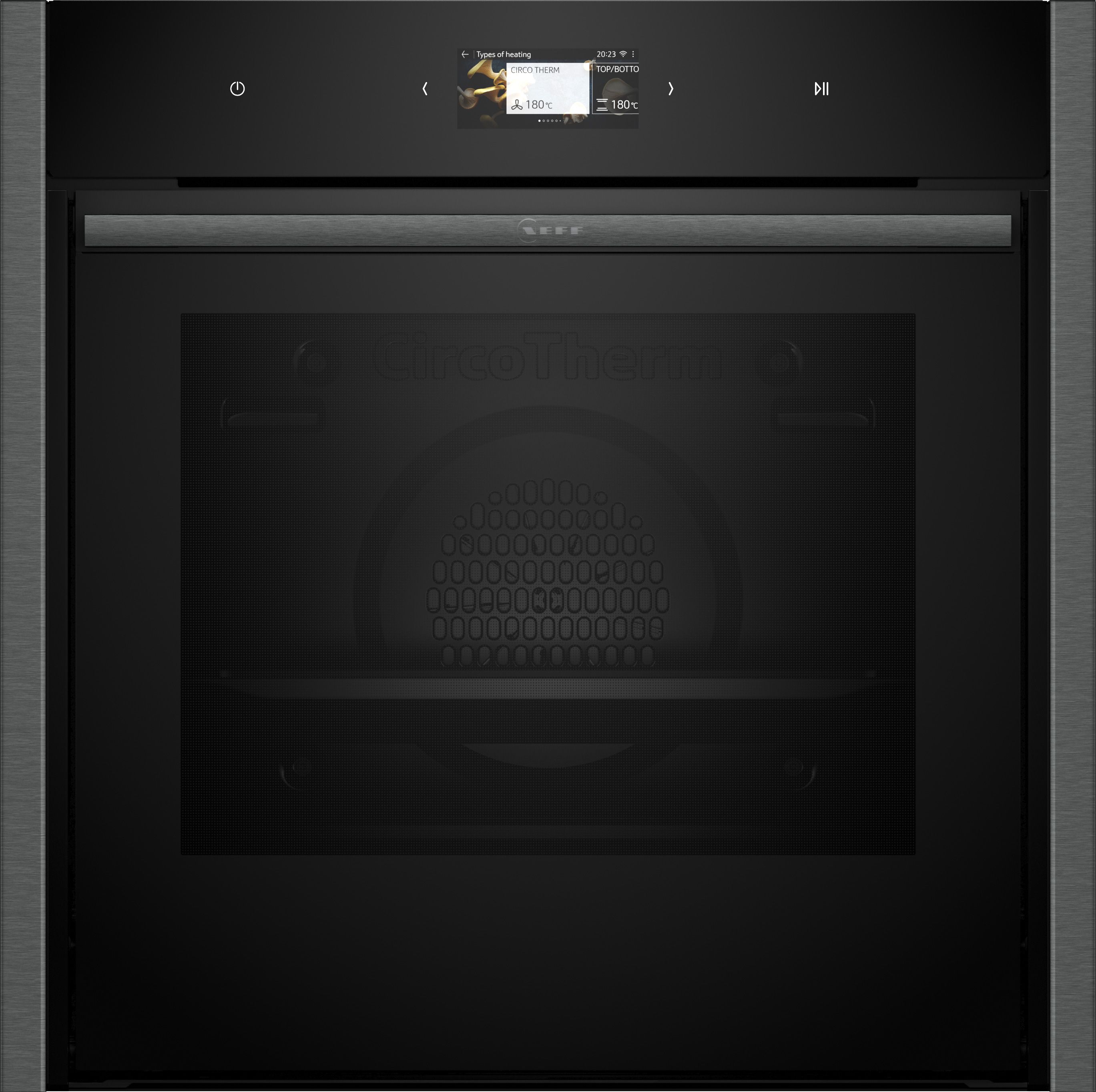 NEFF N90 Slide&Hide B64CS71G0B Wifi Connected Built In Electric Single Oven and Pyrolytic Cleaning - Graphite - A+ Rated, Silver