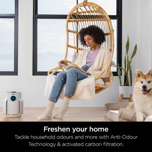 Shark NeverChange5 Compact Pro HP072UK Air Purifier - Dove - annotation - freshen home shot 