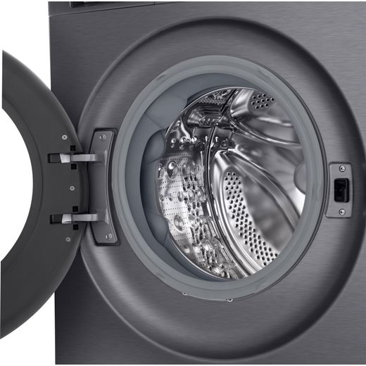 LG Series 5 AI Direct Drive F4X5013TBB 13kg Washing Machine with 1400 rpm - Essence Matte Black - close up drum shot