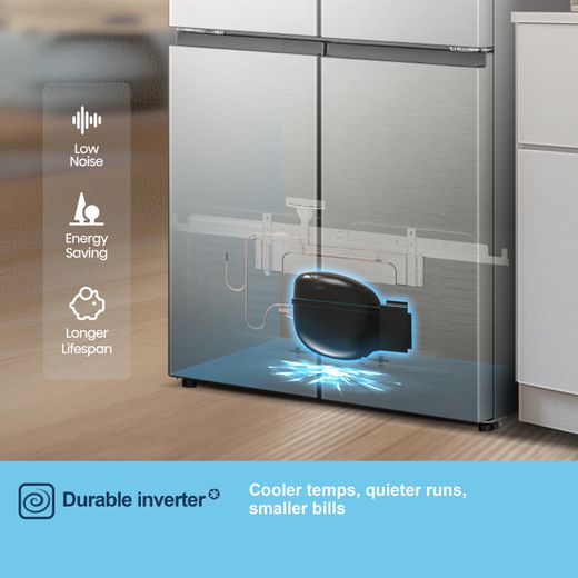 Fridgemaster American Fridge Freezer - Silver - Annotation - Durable inverter