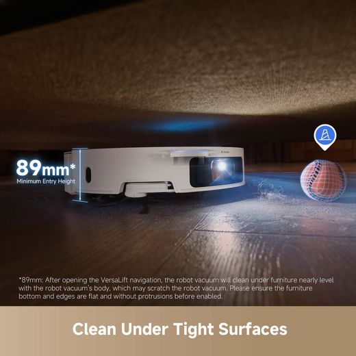 Dreame Dreame X50 Ultra Complete Robotic Vacuum Cleaner - White - Annotation - Clean under tight surfaces