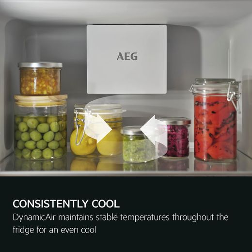 AEG OSC7T185ES 177cm 50/50 Integrated Frost Free Fridge Freezer - White  - Annotation - consistently cool shot