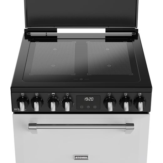 Stoves 60cm Electric Cooker with Induction Hob - White - Hob perspective