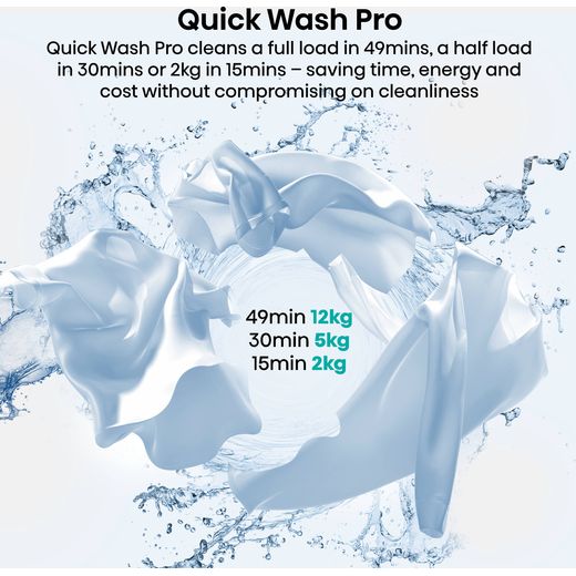 Hisense 5i KitchenFit Series WF5I1245BWR 12kg Washing Machine with 1400 rpm - White - Annotation - Quick Wash Pro