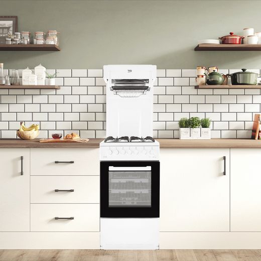 Beko KA52NEW 50cm Gas Cooker with Full Width Gas Grill - White