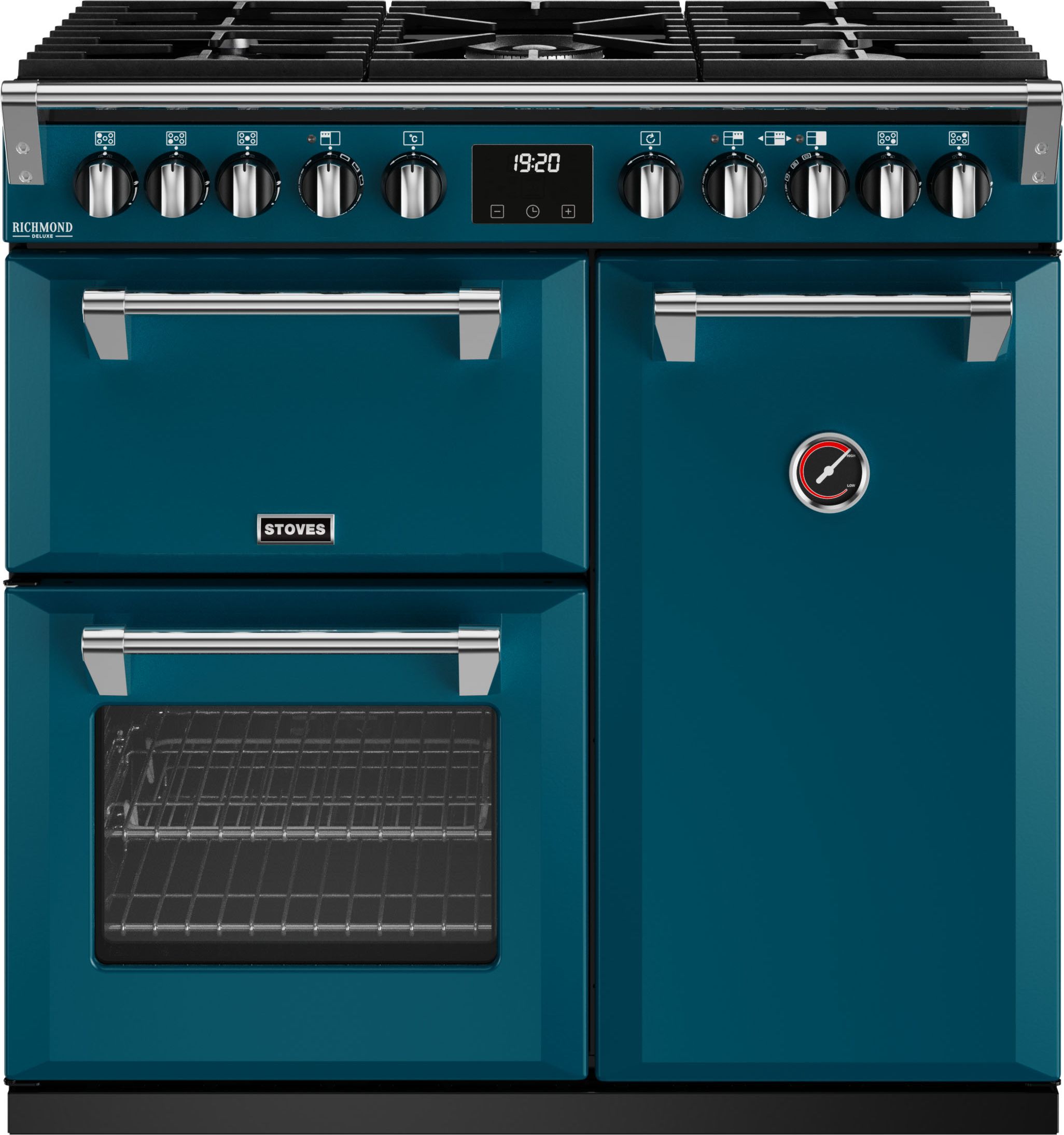 Stoves Richmond Deluxe ST DX RICH D900DF KTE_ Dual Fuel Range Cooker - Kingfisher Teal - A Rated, Green