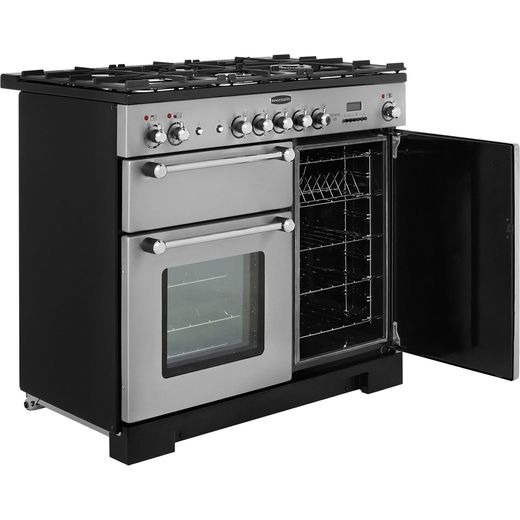 Rangemaster Kitchener KCH100DFFSS/C 100cm Dual Fuel Range Cooker - Stainless Steel / Chrome