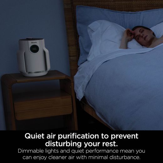 Shark NeverChange5 Compact Pro HP072UKWH Air Purifier - White - Annotation - noise level shot