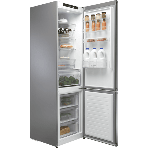 Bosch Series 4 70/30 Frost Free Fridge Freezer - Silver - Right perspective with door open