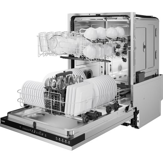 Candy RapidÓ Fully Integrated Standard Dishwasher - Silver - Left perspective with door open shot