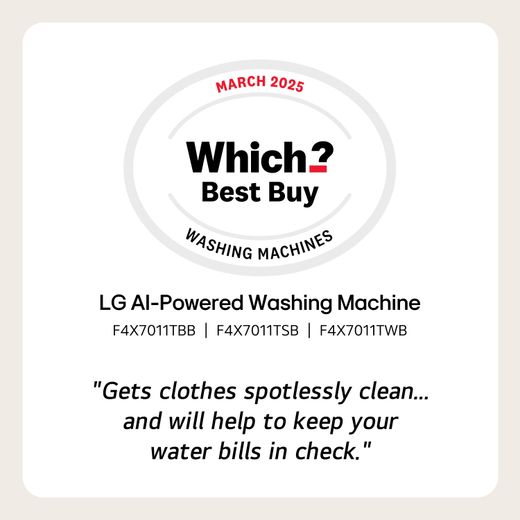 LG Series 7 AI Direct Drive™ F4X7011TWB 11kg WiFi Connected Washing Machine with 1400 rpm - White - Award