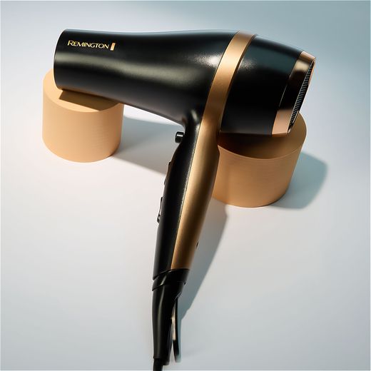 Remington Salon Smooth Dryer Gift Pack Hair Dryer - Gold - Hairdryer on table shot
