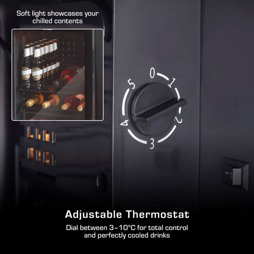 Swan Wine Cooler - Black  - Annotation -Adjustable thermostat shot
