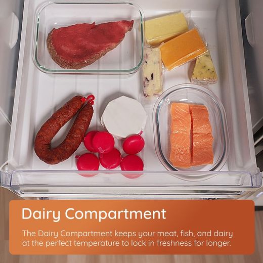 Hotpoint HPMLF 6442 W4UK 186cm Fridge - White - annotation - dairy compartment 