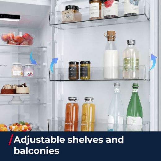 Hoover HONCQ2T6S18DWK 185cm 60/40 Total No Frost Fridge Freezer - White - annotation - adjustable shelves shot