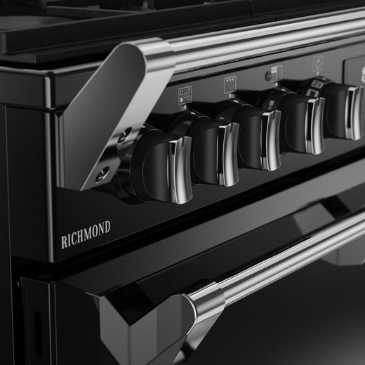 Stoves Dual Fuel Range Cooker - Black - Close up handle shot