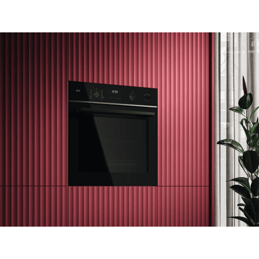 AEG Built In Electric Single Oven - Black - Oven in wall