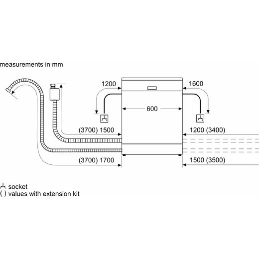 NEFF N30 Fully Integrated Standard Dishwasher - Silver  - annotation - dimension shot