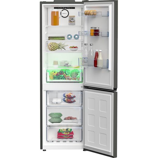 Beko HarvestFresh™ Fridge Freezer - Graphite - Front with door open shot