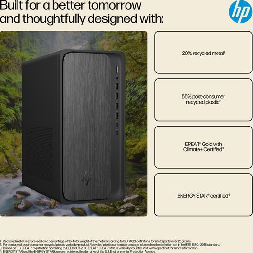 HP OmniDesk M02-0006na Tower - AMD Ryzen™ 5, 512GB SSD 2025 - Gray Wood - Annotation - Recycled
