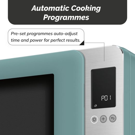 Smeg Collezione MOC02EGMUK 27 Litre 30cm High, Freestanding Small Combination Microwave Oven - Emerald Green - Annotation - automatic cooking
