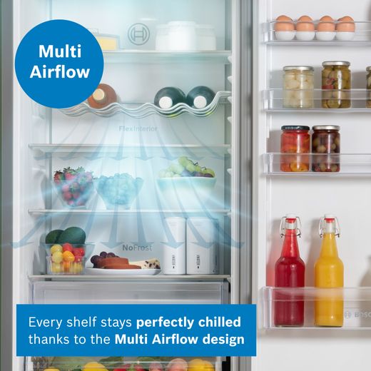 Bosch Series 4 70/30 Frost Free Fridge Freezer - Silver - Annotation - Multi air flow shot