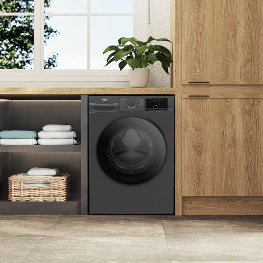 Beko 9Kg / 6Kg Washer Dryer - Anthracite - Washer dryer in laundry room