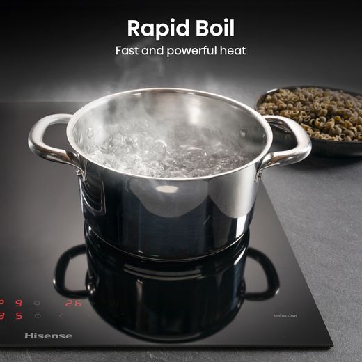 Hisense HIPKD6CB60IND Freestanding Electric Double Oven - Black - Annotation - rapid boil shot 