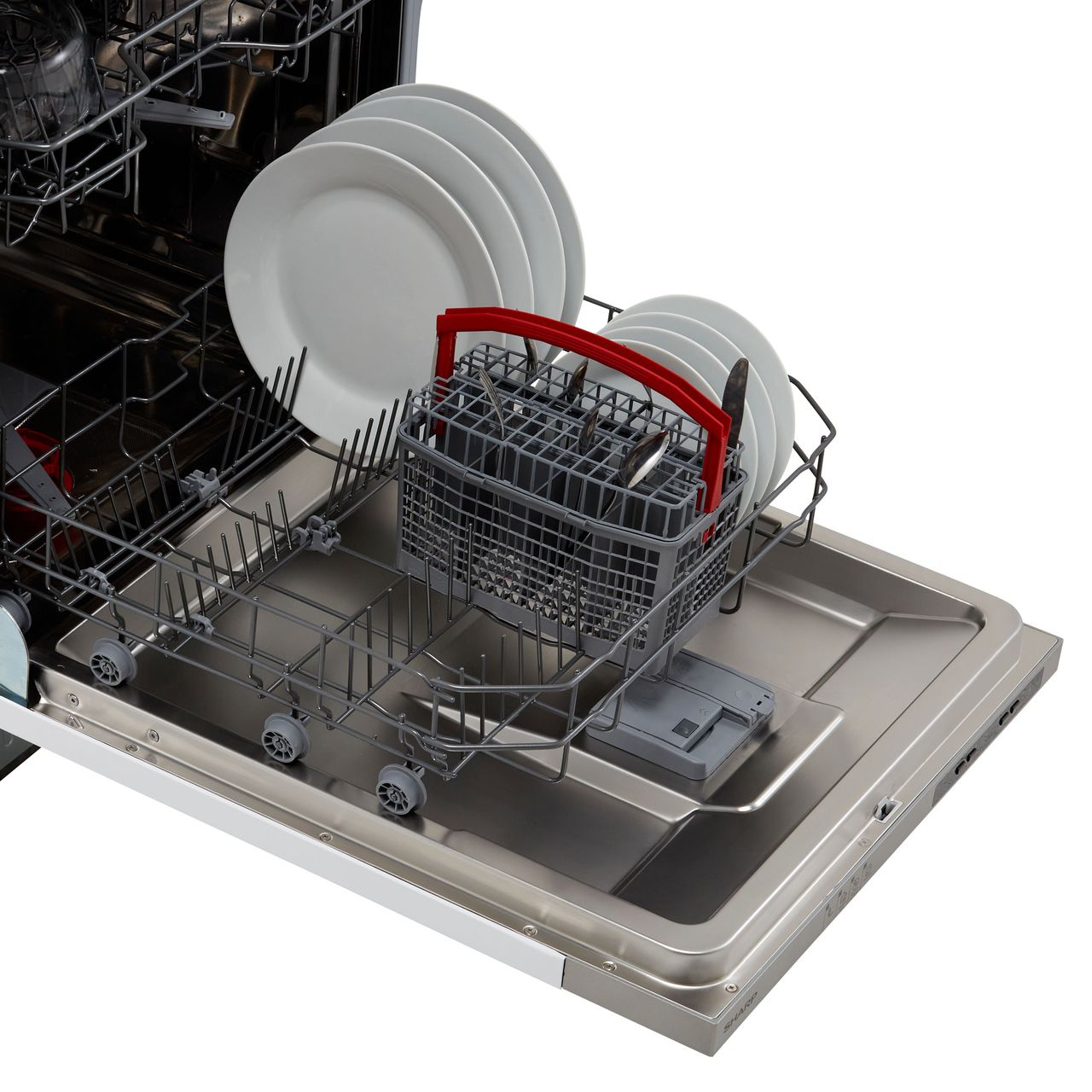 Sharp QW-NI13I49EX-EN Fully Integrated Standard Dishwasher - Silver Control  Panel with Fixed Door Fixing Kit - E Rated