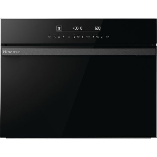 Hisense Hi6 BlackLine BIM45342ADBGUK Built In Compact Electric Single Oven with Microwave Function - Jet Black - Front shot