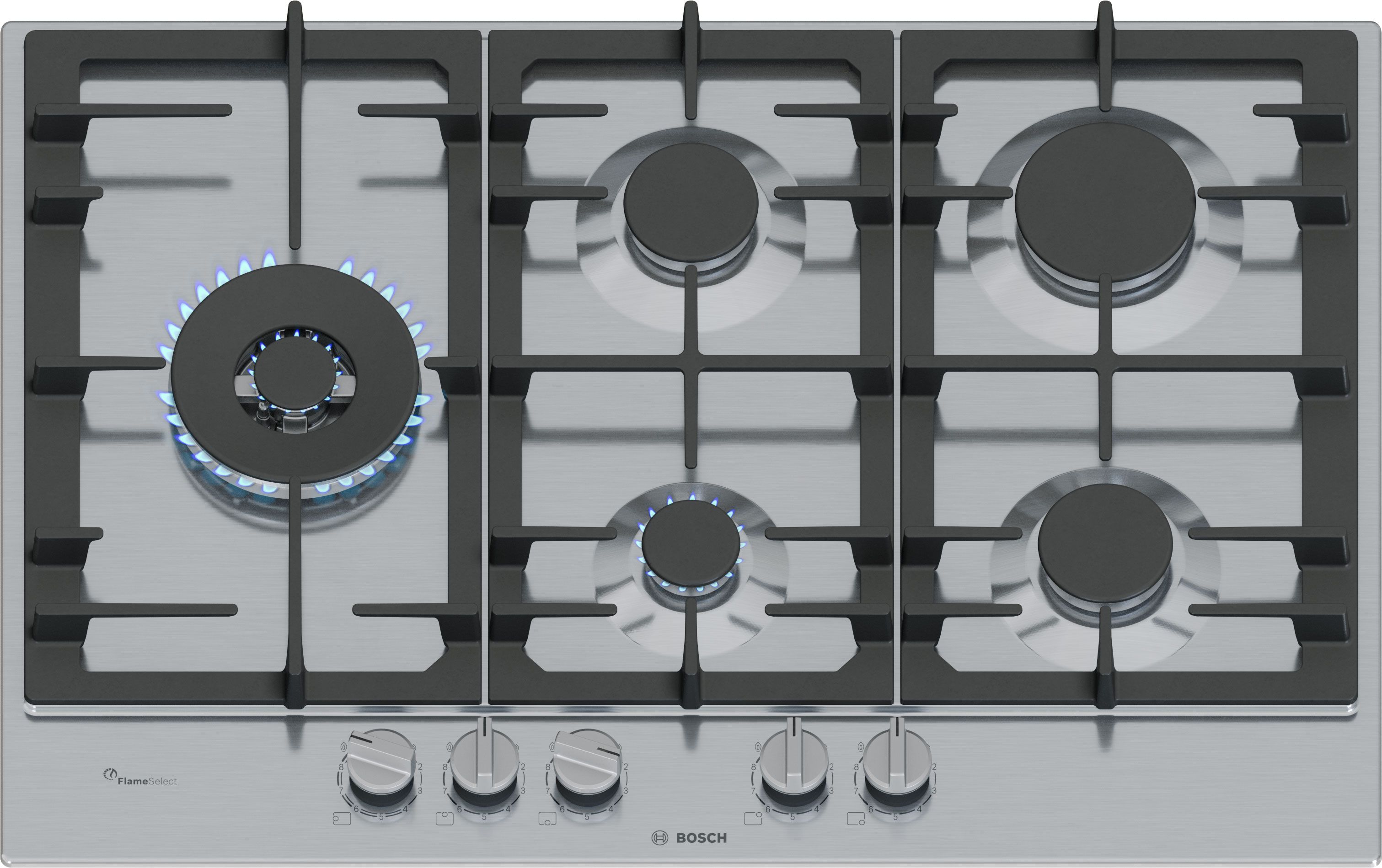 Bosch 75cm 5-Burner Gas Hob - Stainless Steel