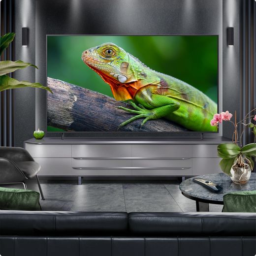 LG QNED80A6 86" 4K Ultra HD MiniLED Smart TV - TV on stand in room