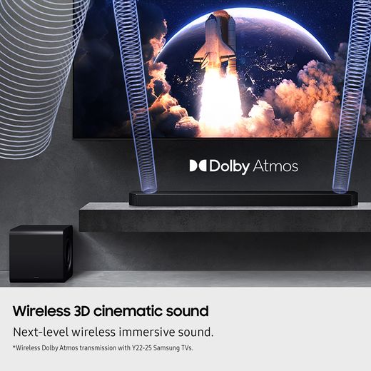 Samsung Q-Series HW-Q800F Bluetooth 5.1.2 Soundbar - Obsidian Black - Annotation - 3D cinematic sound