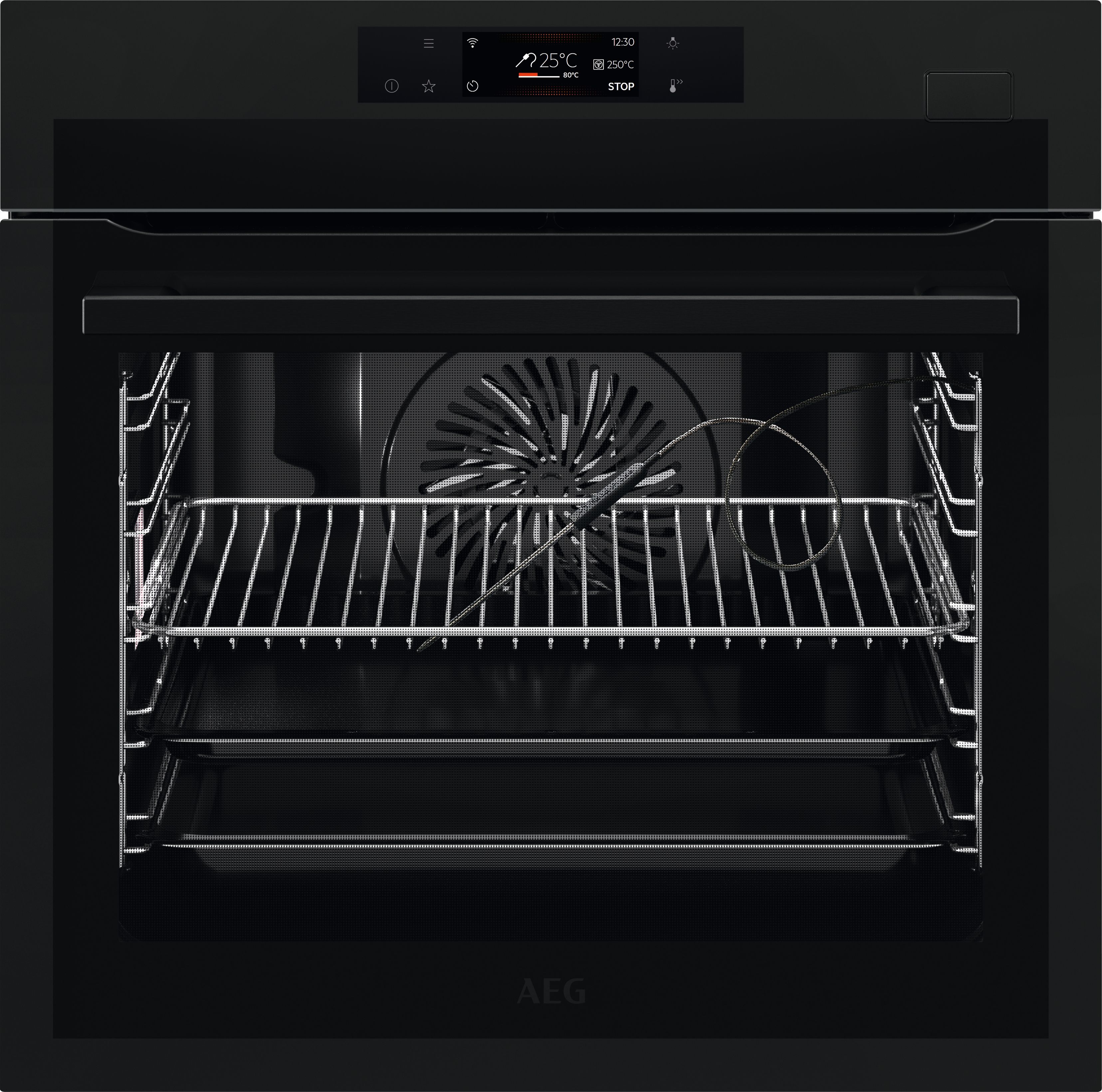 AEG AssistedCooking BSE778380T Built In Electric Single Oven and Pyrolytic Cleaning - Matte Black - A++ Rated, Black