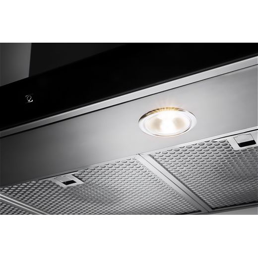 Hotpoint PHC77FLBIX 70cm Chimney Cooker Hood - Stainless Steel - Close up light shot