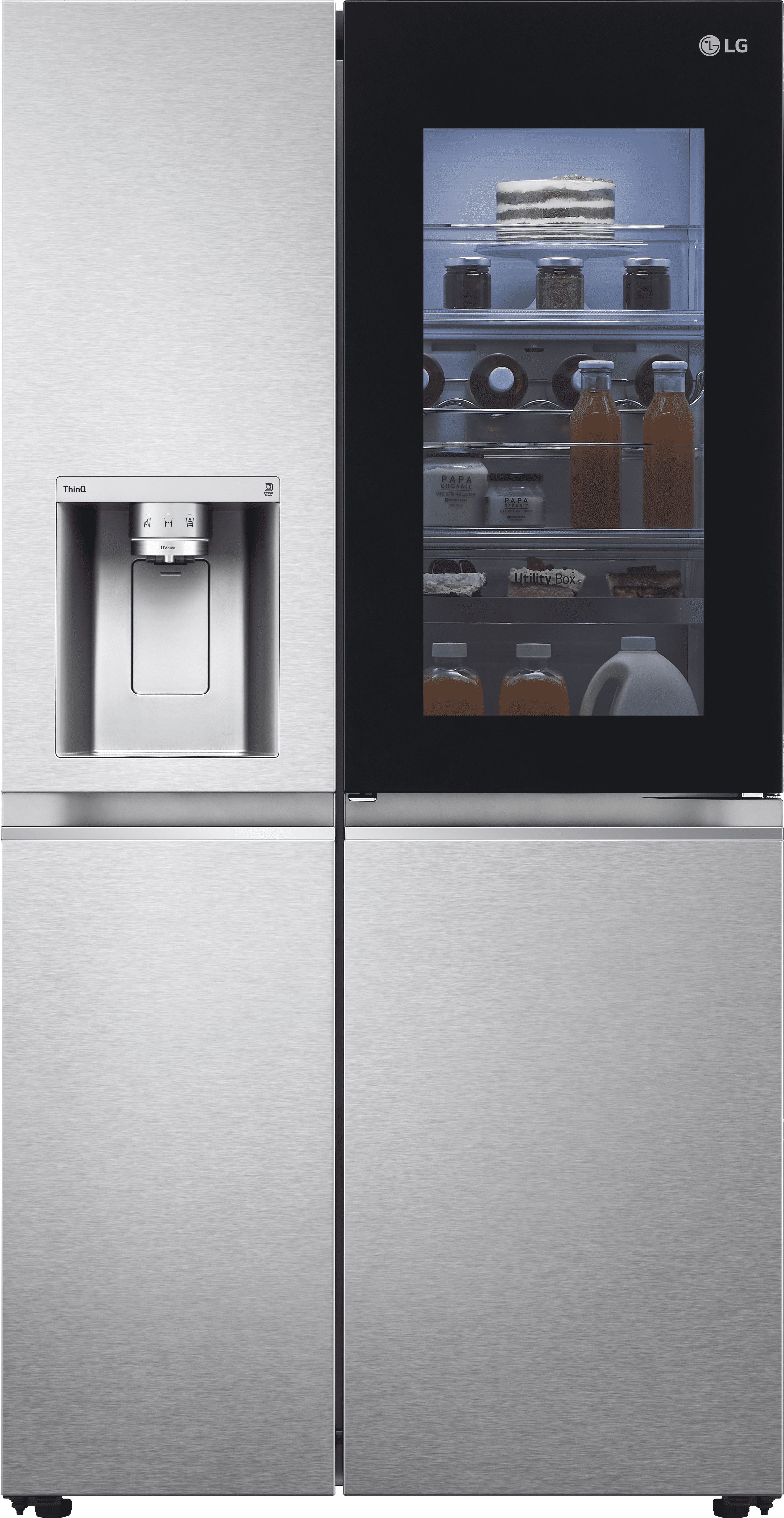 LG GSXV91BSAE Wifi Connected Non-Plumbed American Fridge Freezer with InstaView ThinQ, UVnano Tech, NatureFRESH, Stainless Steel