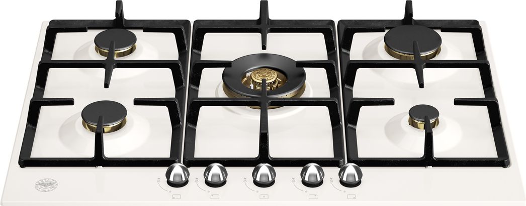 Bertazzoni 75cm Gas Hob - Cream - 5 Burners - Cast Iron Pan Supports