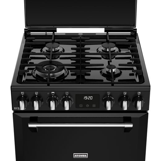 Stoves Richmond Deluxe Freestanding Dual Fuel Cooker - Black - Perspective shot