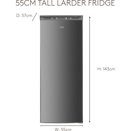 Haden HL316IX 143cm Small Fridge - Silver - Dimensions