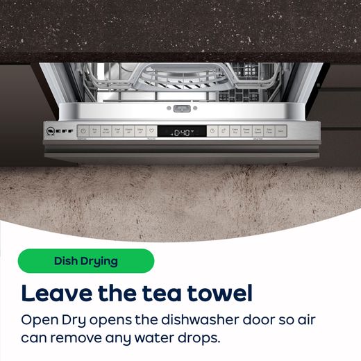 NEFF N70 Integrated Standard Dishwasher - Stainless Steel  - AO Annotation - Open-Dry