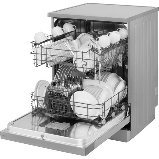 LG Standard Dishwasher - Silver - Left perspective with door open shot