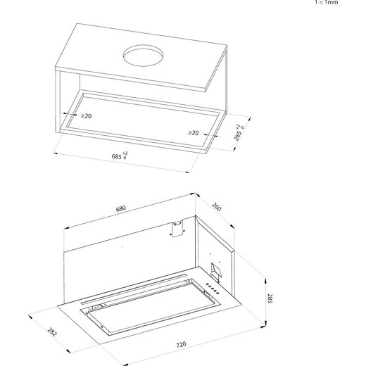 Haier I-Design HAPY72ES6XGG 73cm Canopy Cooker Hood - dimensions