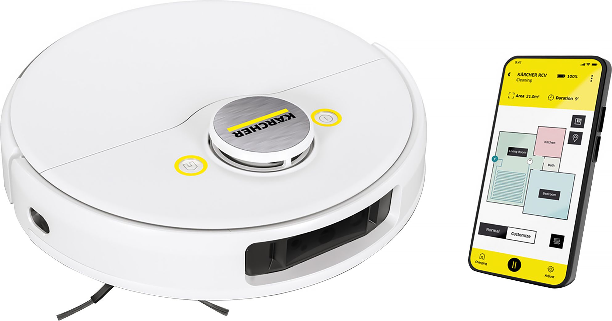 Kärcher RCV 5 Robot Vacuum Cleaner - White - LiDAR Navigation - 120 min Runtime