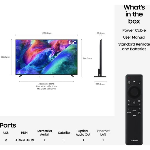 Samsung 55" 4K Ultra HD Micro RGB Smart TV - annotation - dims shot