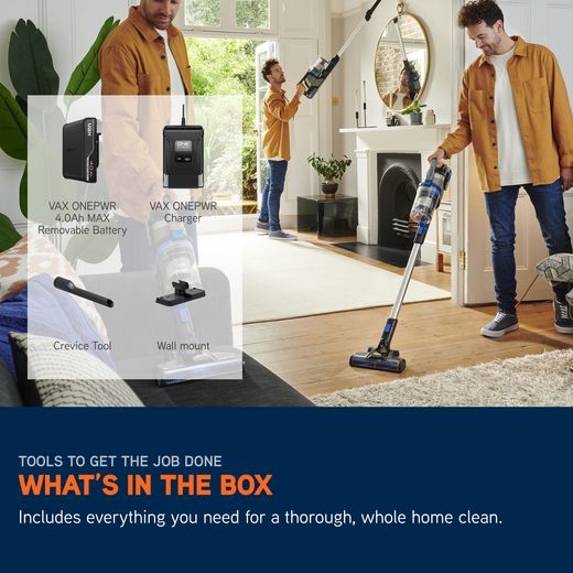 Vax Pace Cordless Vacuum Cleaner with up to 40 Minutes Run Time - Graphite / Blue - Annotation - Whats int he box shot