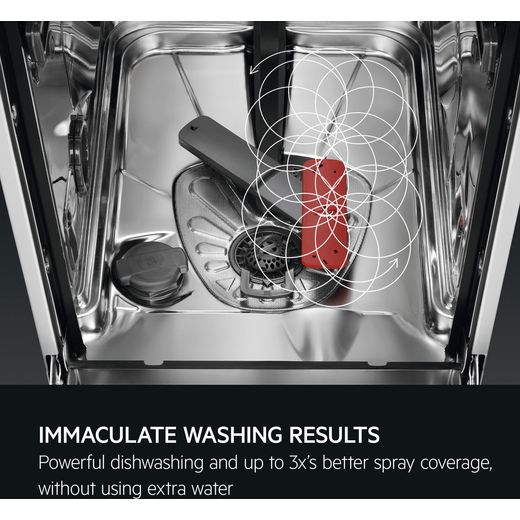 AEG GlassCare Integrated Standard Dishwasher - White  - annotation - immaculate washing results shot