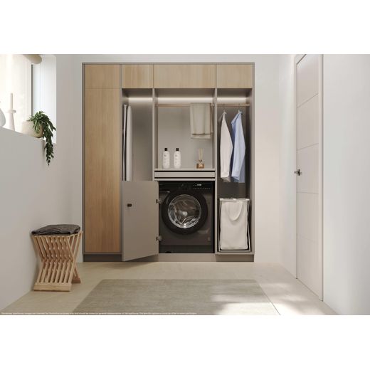 Haier BHA6S69M6DB9RJ80 Integrated 9kg Washing Machine with 1600 rpm - Graphite / Black  - Washer dryer in utility room shot