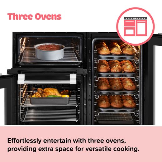 Leisure Chefmaster 100cm Dual Fuel Range Cooker - Cream - Annotation - Three ovens