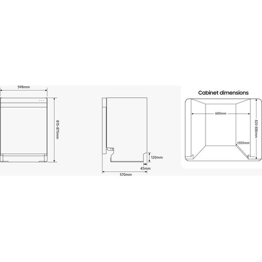 Samsung Series 7 AutoRelease™ Integrated Standard Dishwasher - White - Annotation - dimension shot