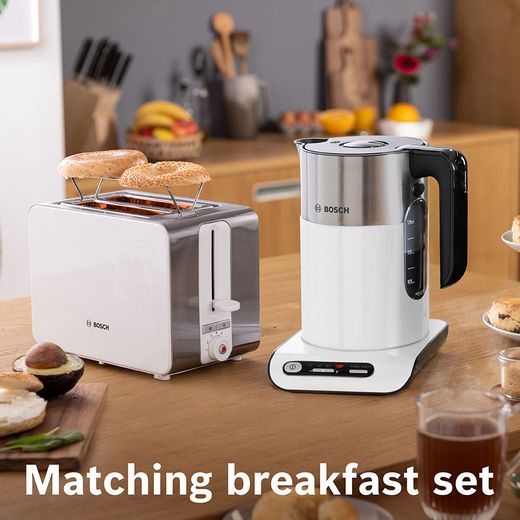Bosch Styline TWK8631GB Kettle - White / Stainless Steel - Annotation - matching set shot